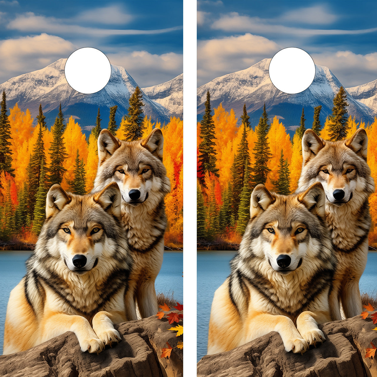 WILD WOLVES CORNHOLE BOARD BOARDS / SKIN - DESIGN 1.1 / Set