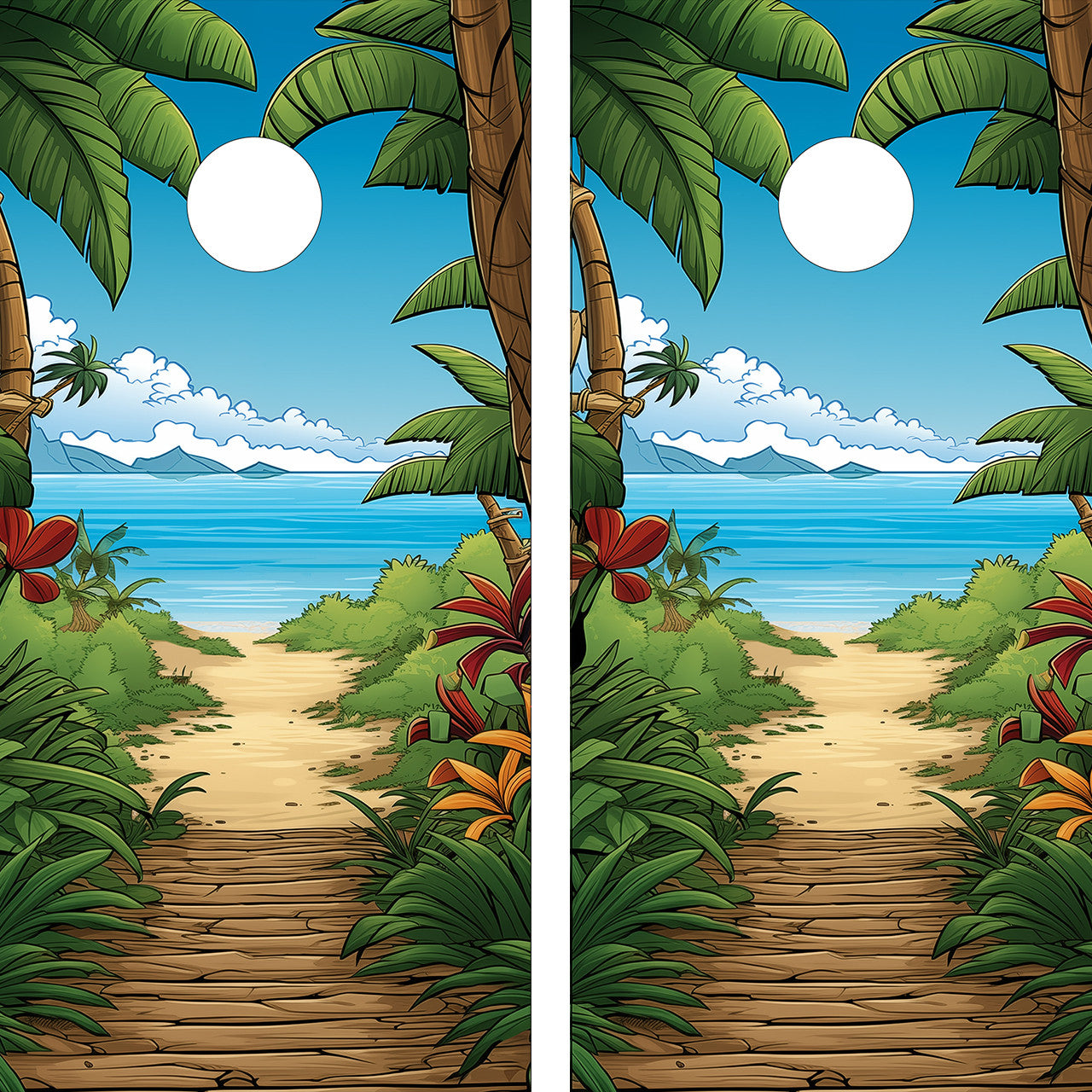 BEACH PATH CORNHOLE BOARD BOARDS / SKIN - DESIGN 1 / Set