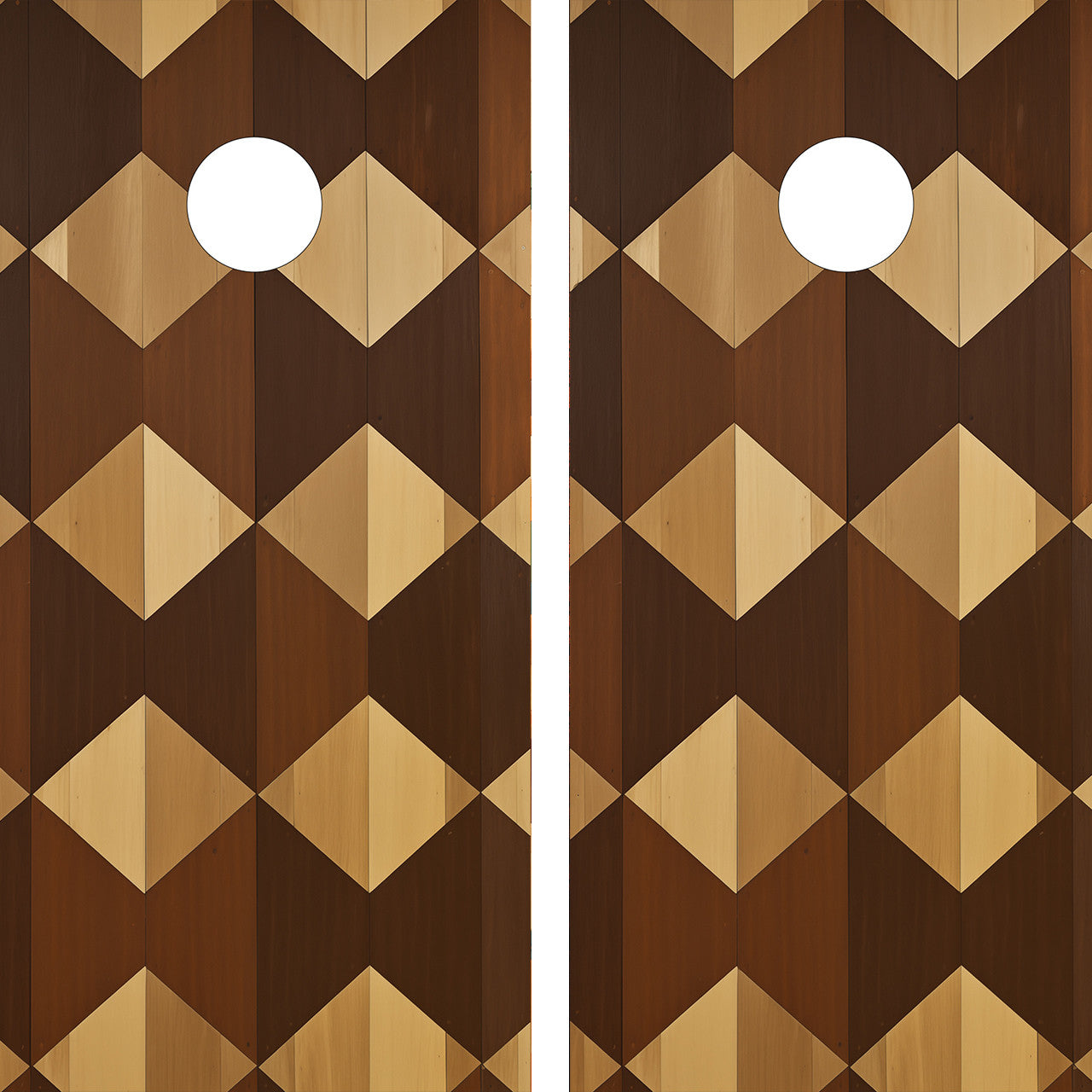 CHECKERED WOOD GRAIN CORNHOLE BOARDS / SET- DESIGN 24 / Set