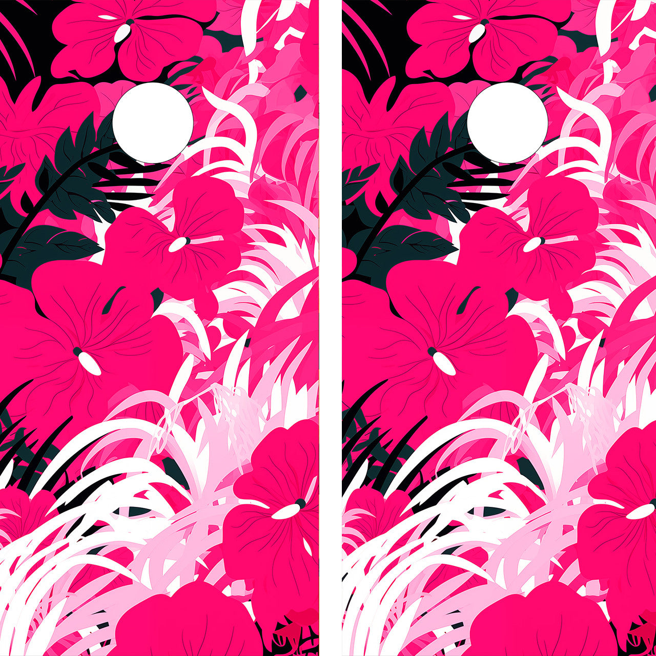 PINK FLOWERS CORNHOLE BOARDS / SET- DESIGN 25 / Set