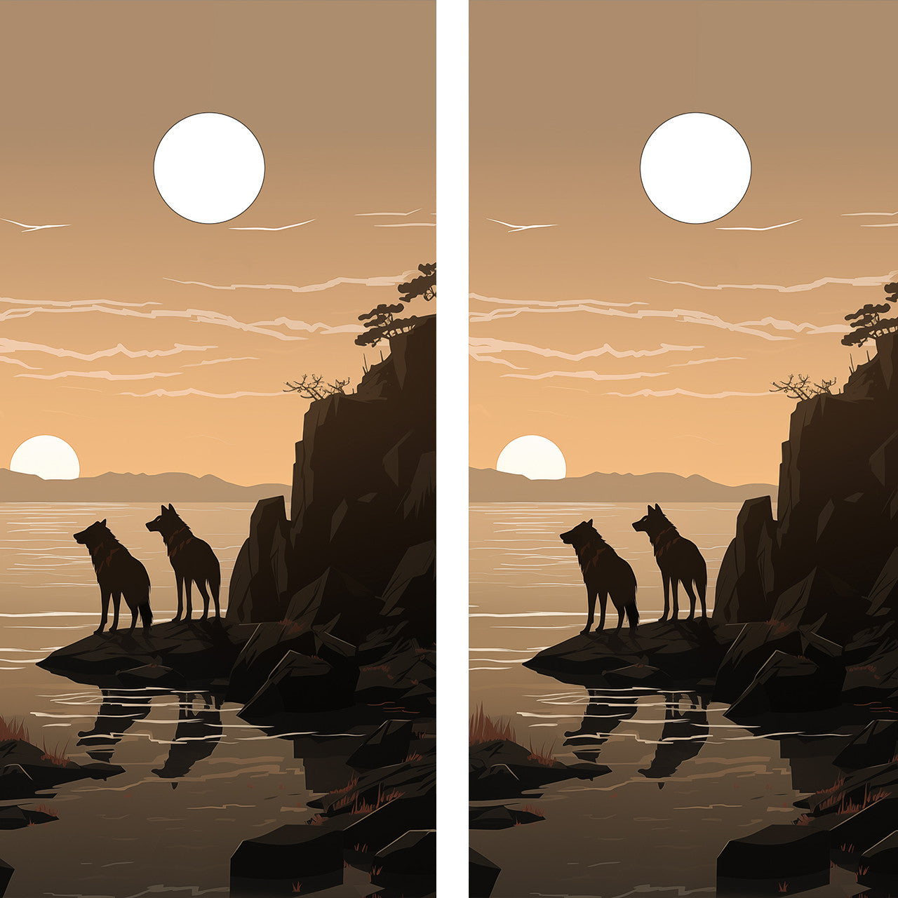 WILD WOLVES CORNHOLE BOARD BOARDS / SKIN - DESIGN 2.1 / Set
