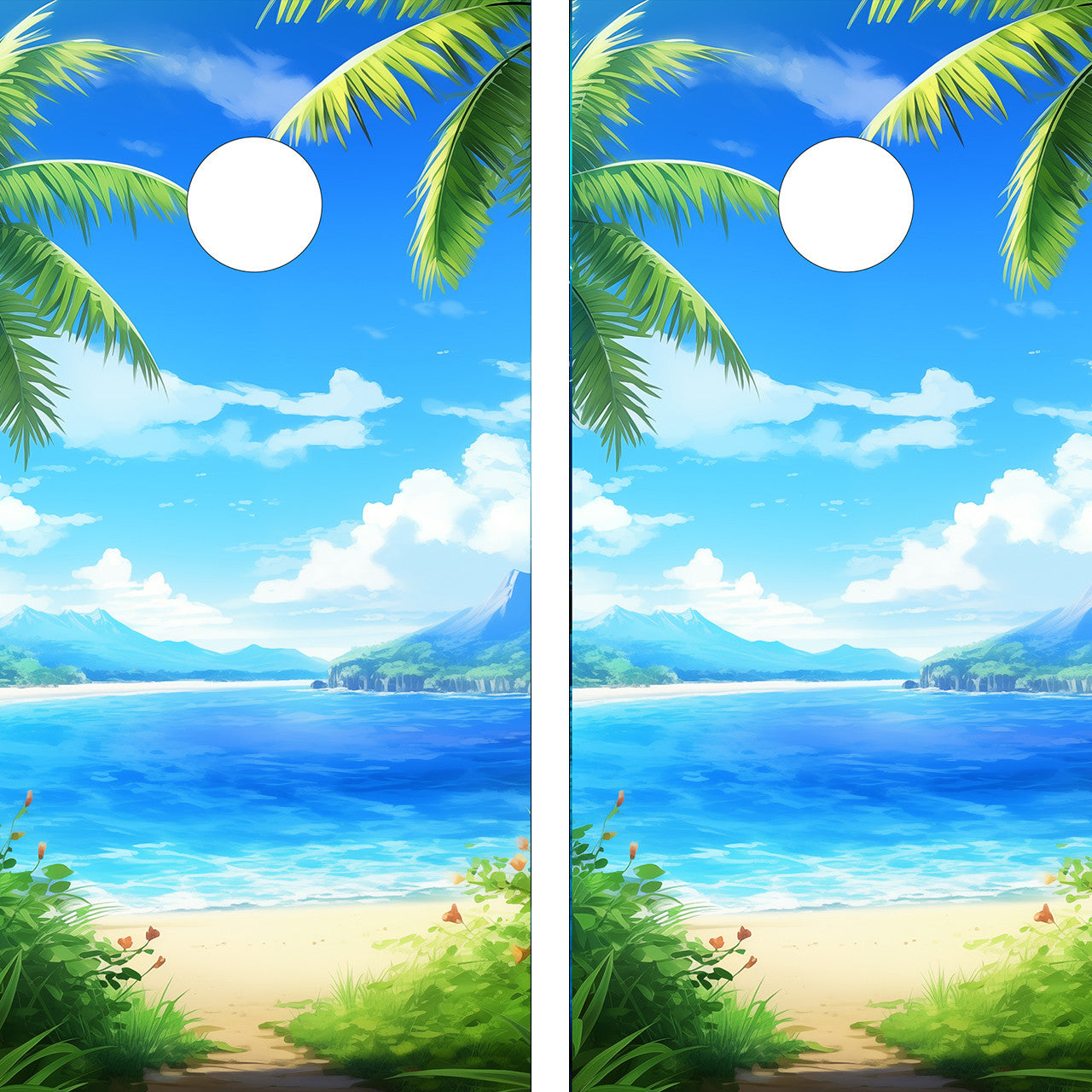 BEACH PATH CORNHOLE BOARD BOARDS / SKIN - DESIGN 2 / Set