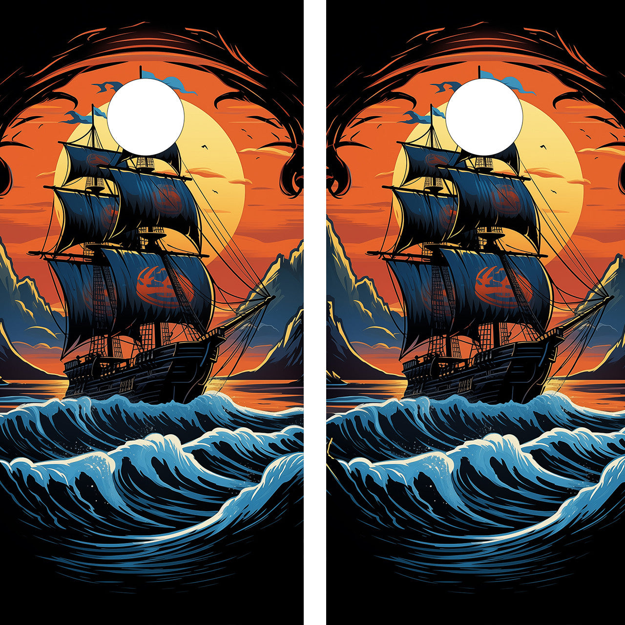 PIRATE SHIP CORNHOLE BOARDS / SET- DESIGN 8 / Set