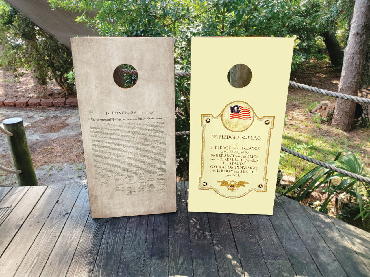 DECLARATION OF INDEPENDENCE & PLEDGE OF ALLEGIANCE CORNHOLE BOARDS / SET/ Set