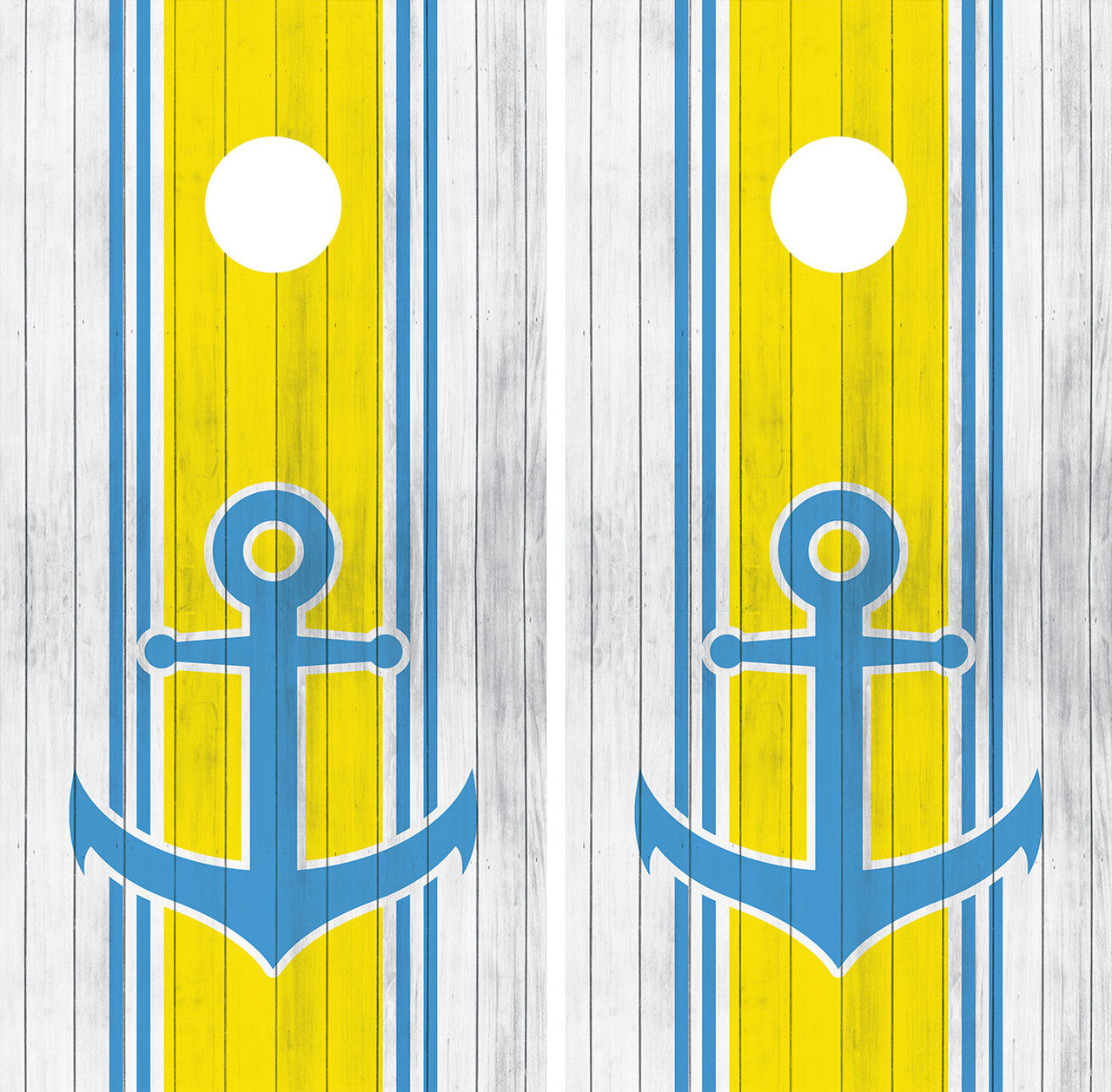 BEACHY, NAUTICAL ANCHOR CORNHOLE BOARDS - DESIGN 2 / Set