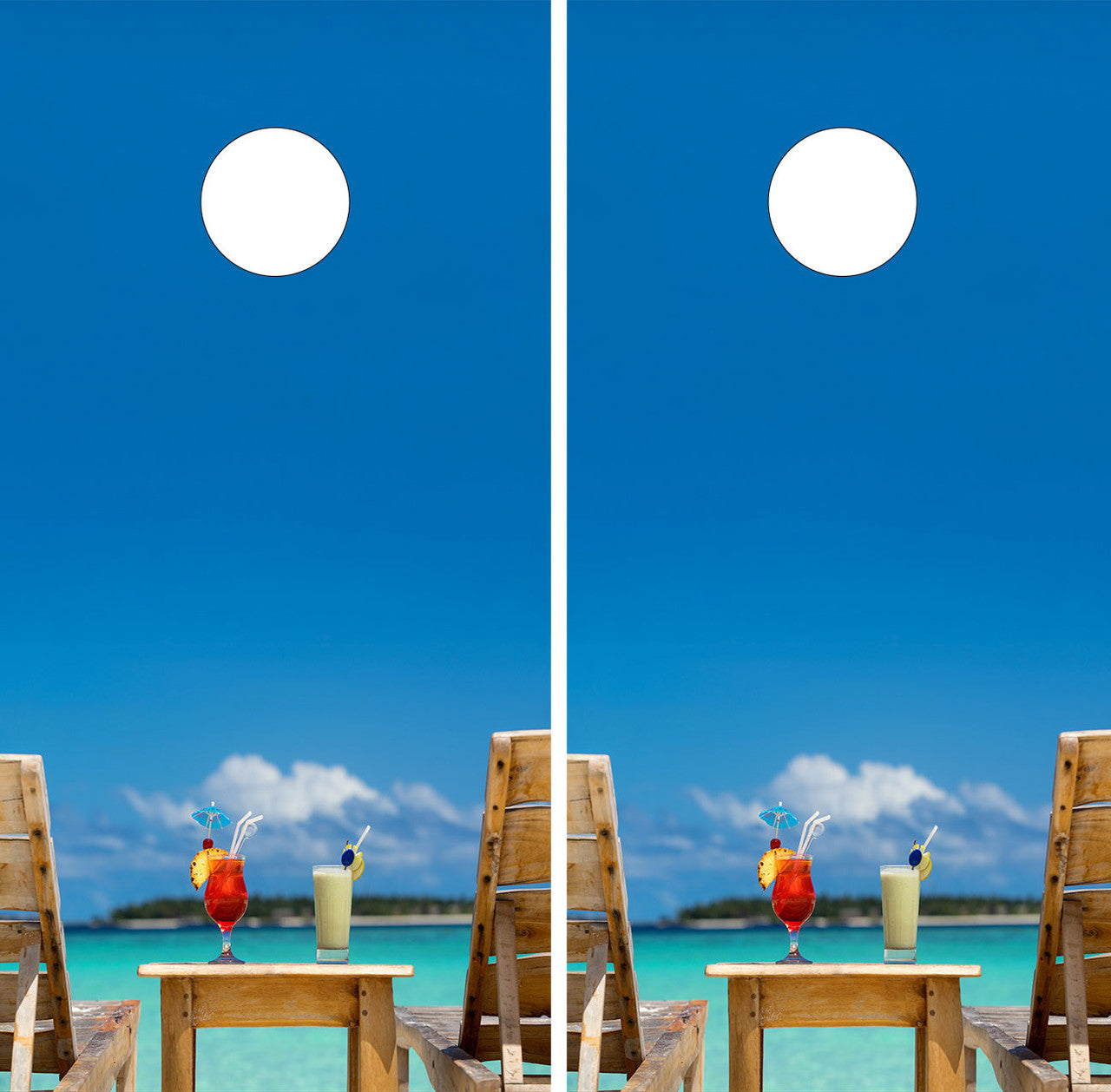 DRINKS BY THE BEACH CORNHOLE BOARDS / SET- DESIGN 3 / Set