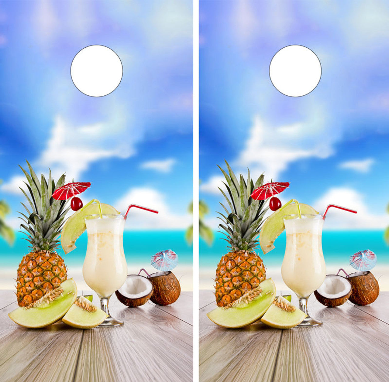 DRINKS BY THE BEACH CORNHOLE BOARDS / SET- DESIGN 2 / Set