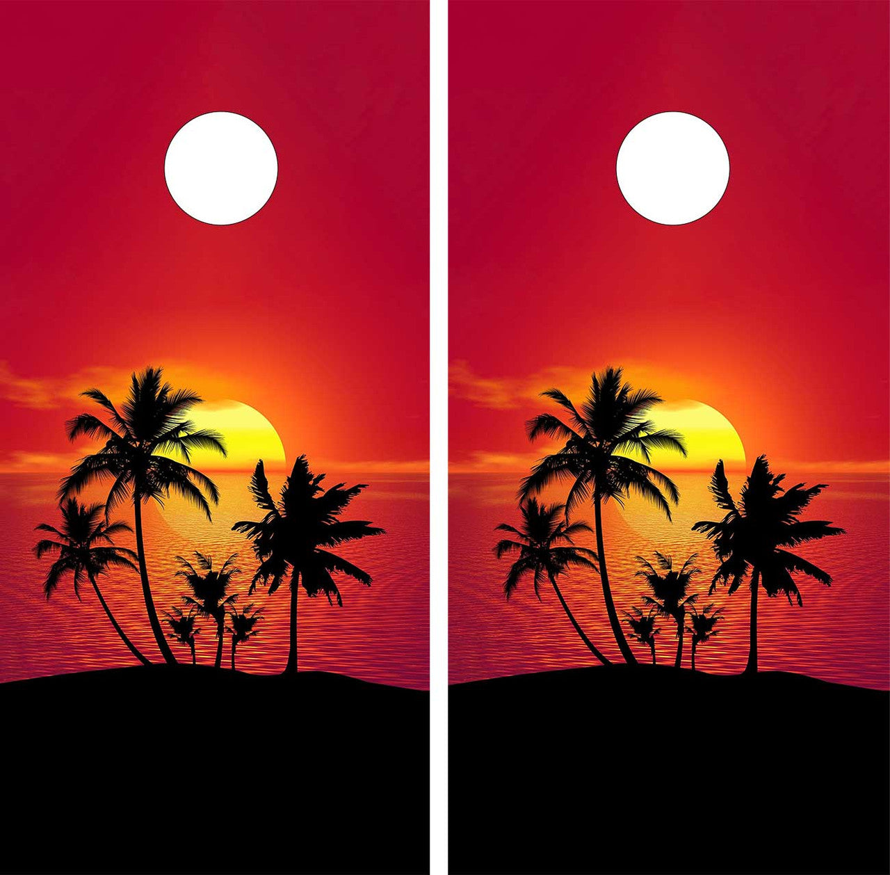 SUNSET BEACH CORNHOLE BOARDS / SET- DESIGN 1 / Set