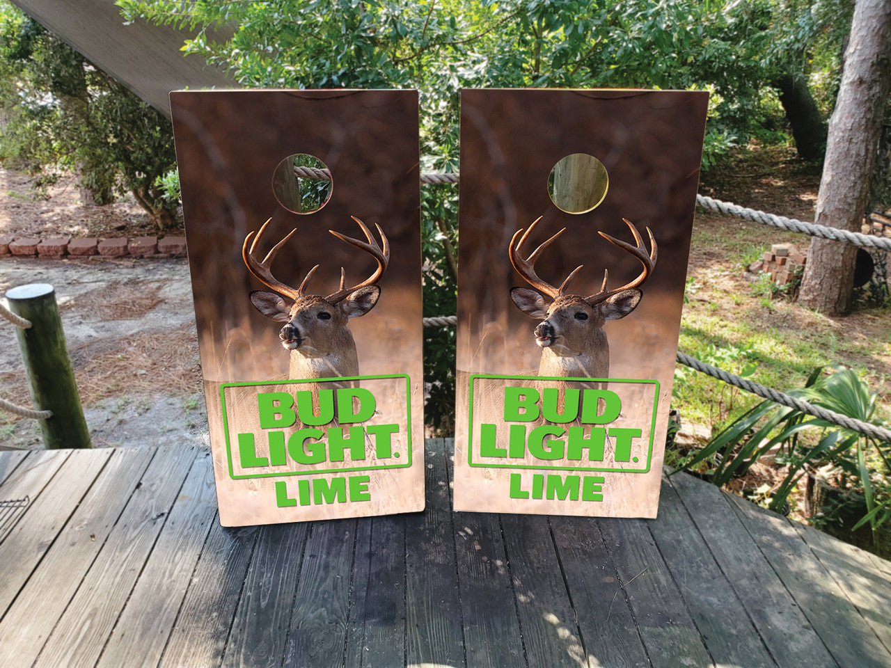 BUD LIGHT LIME DEER CORNHOLE BOARDS / HUNTING / SET/ Set