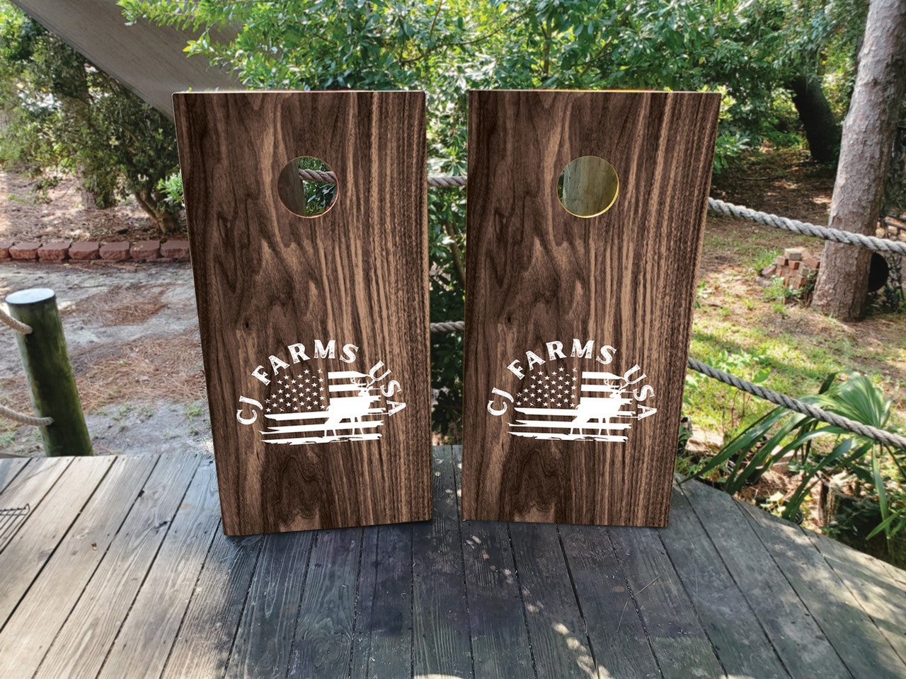 CUSTOM DARK WOOD GRAIN CORNHOLE BOARDS / SET/ Set