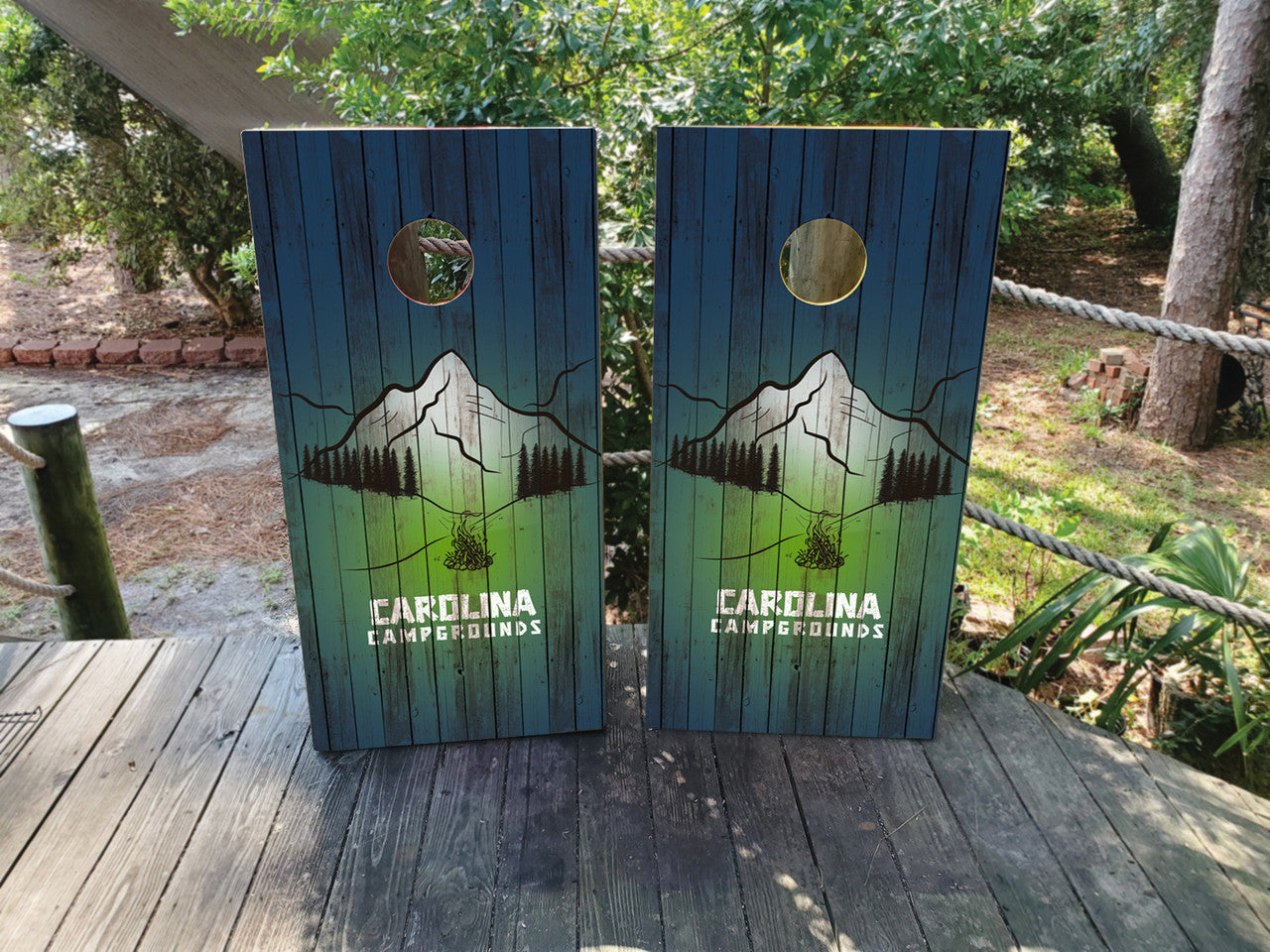 CUSTOM MOUNTAIN CAMPING CORNHOLE BOARDS / SET/ Set