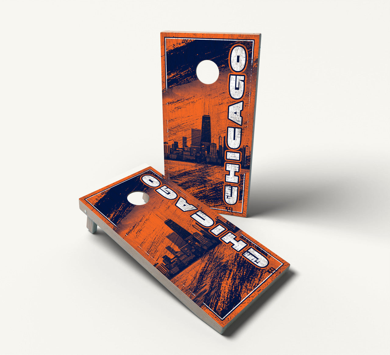 CHICAGO GRUNGY (SKYLINE) CORNHOLE BOARDS / SET- DESIGN 2 / Set