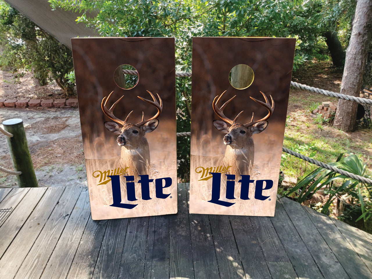 MILLER LITE BEER CORNHOLE BOARDS / HUNTING / SET/ Set