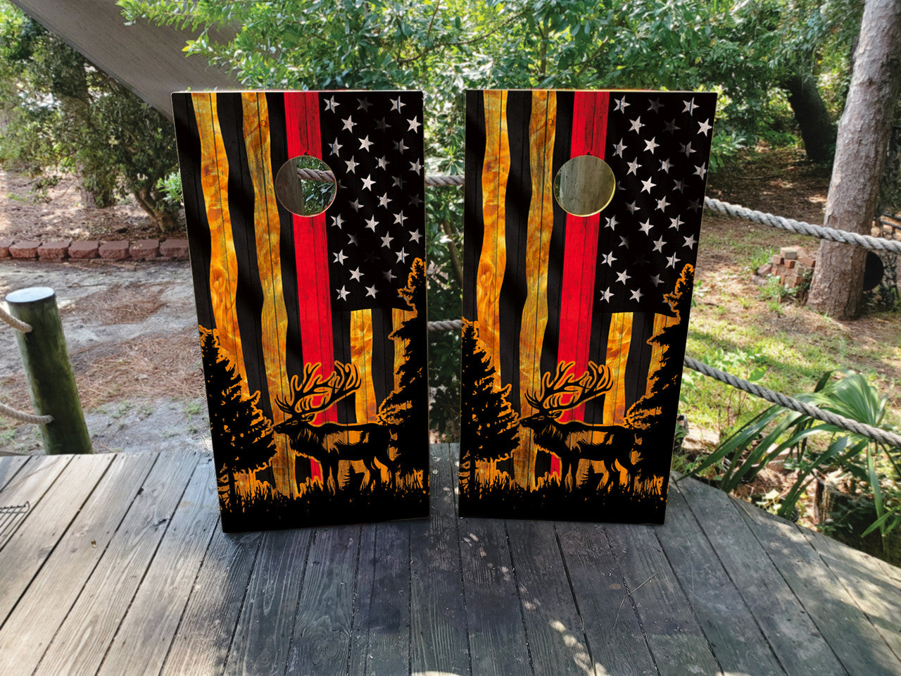THIN RED LINE / DEER HUNTER / FIREFIGHTER CORNHOLE BOARDS / CORNHOLE SET/ Set