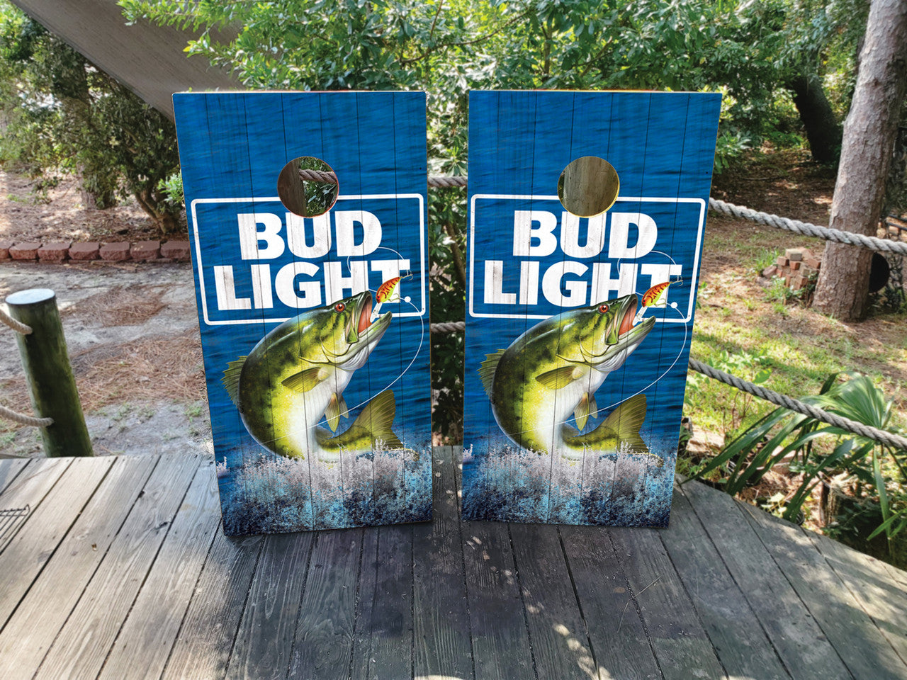 BUD LIGHT CORNHOLE BOARDS / SET/ FISHING THEMED / Set