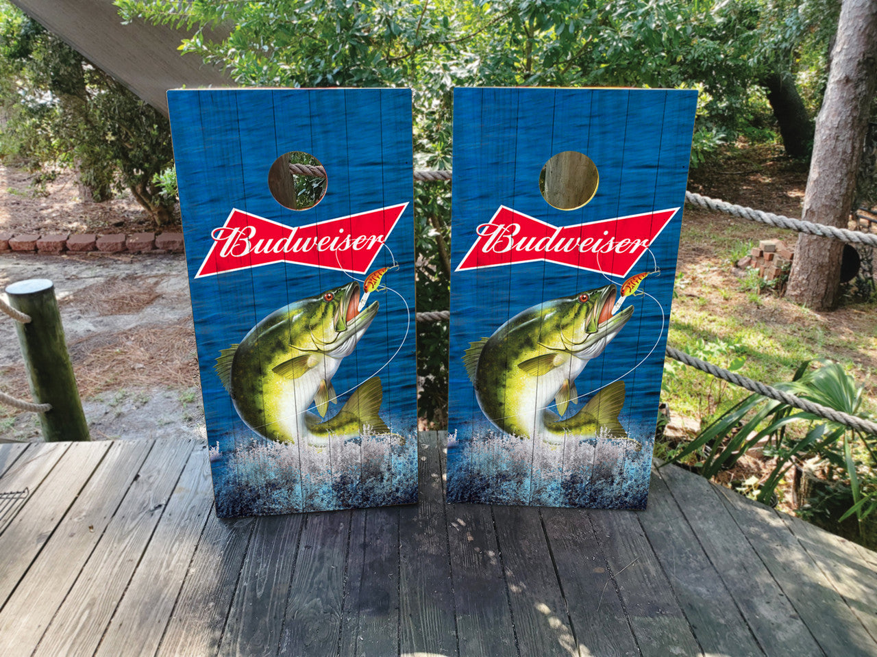 BUDWEISER CORNHOLE BOARDS / SET/ FISHING THEMED / Set