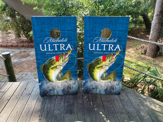 MICHELOB ULTRA CORNHOLE BOARDS / SET/ FISHING THEMED / Set