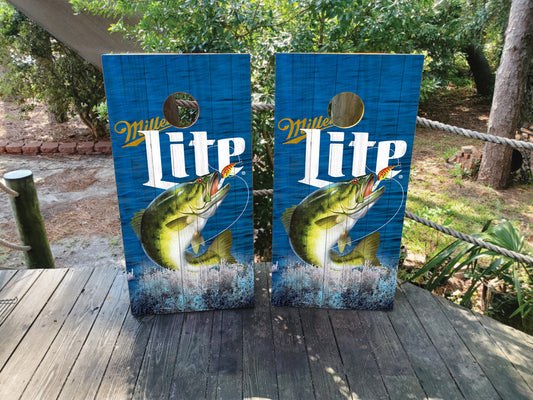 MILLER LITE CORNHOLE BOARDS / SET/ FISHING THEMED / Set