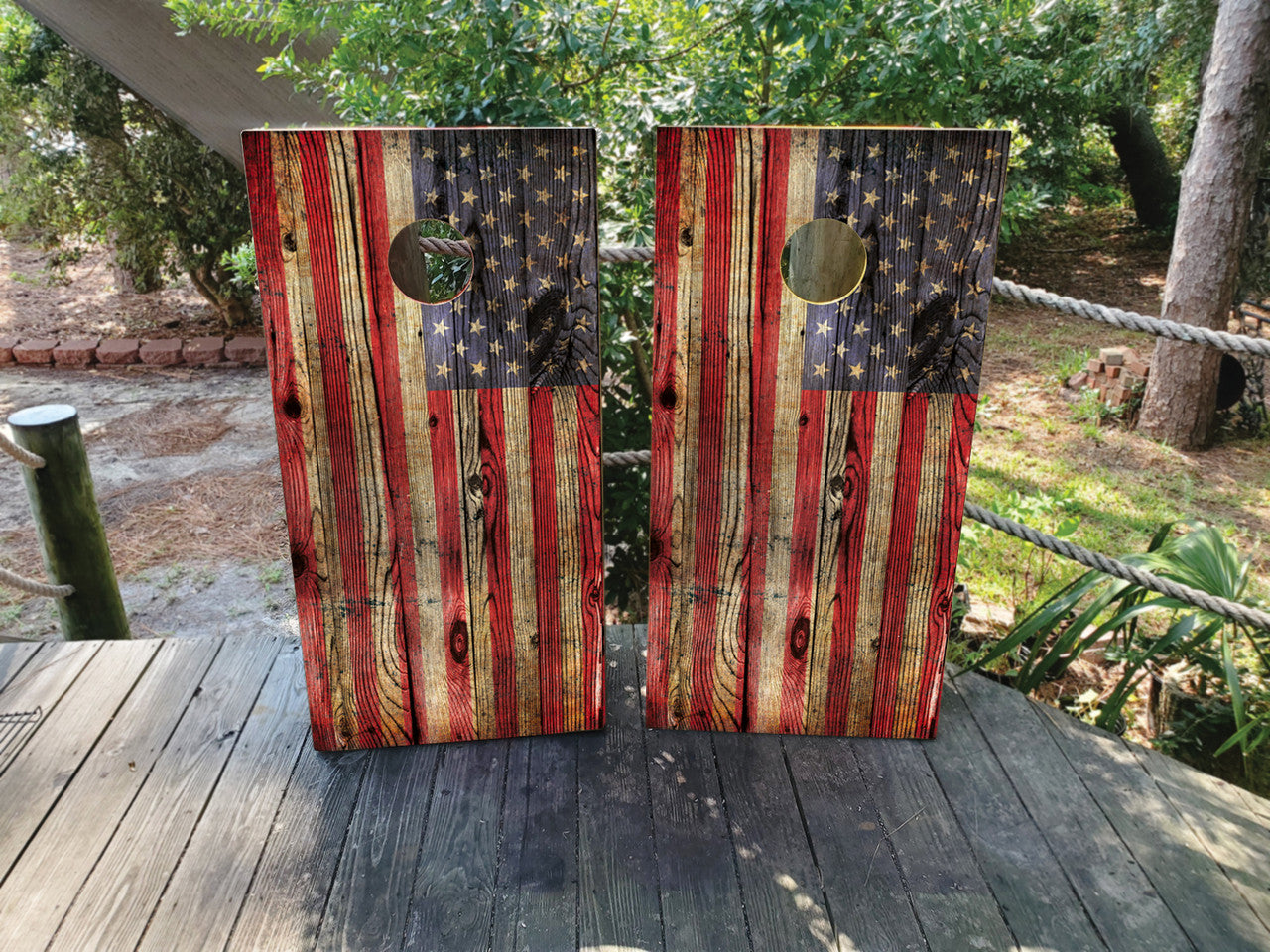 WOODEN USA FLAG CORNHOLE BOARDS / SET/ Set