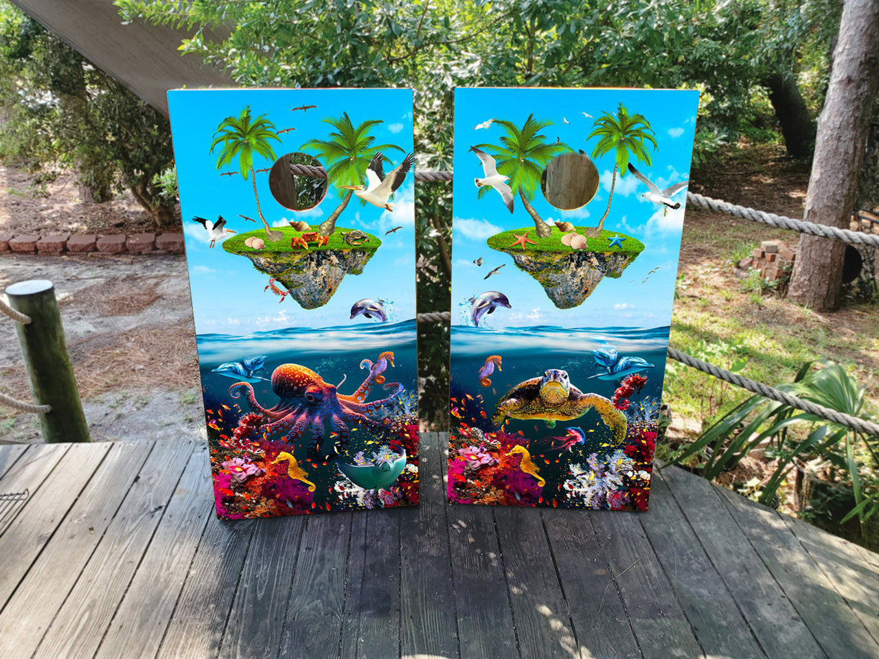 COOL FLOATING ISLAND CORNHOLE BOARDS / SET/ Set
