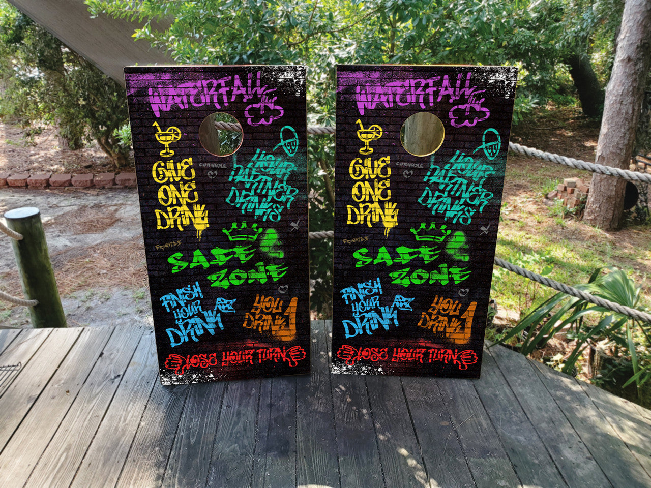 DRINKING GAME CORNHOLE BOARDS / SET- DESIGN 5 / Set