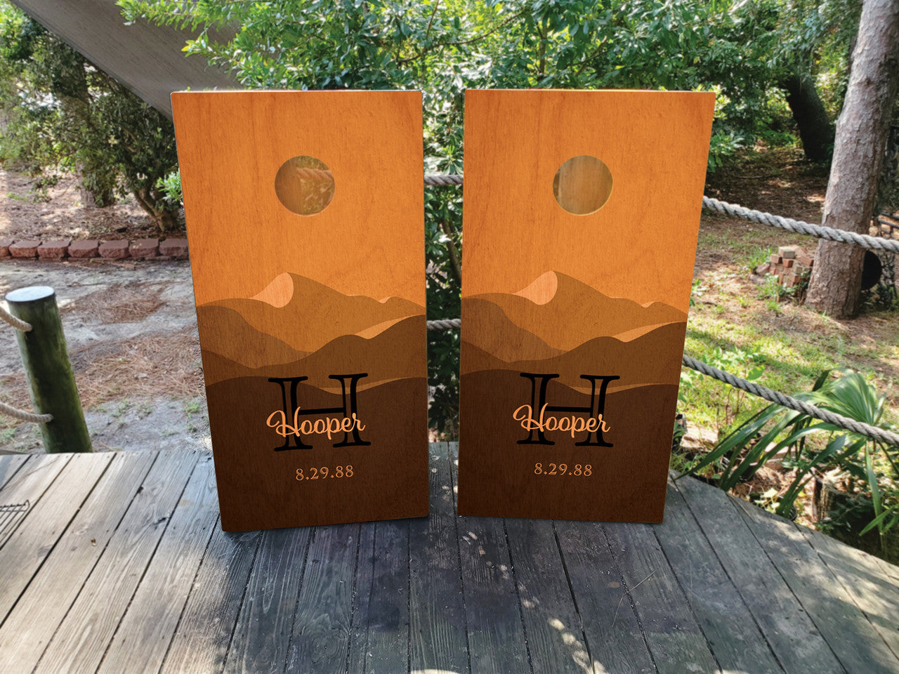 CUSTOM MOUNTAIN RANGE CORNHOLE BOARDS / SET/ Set