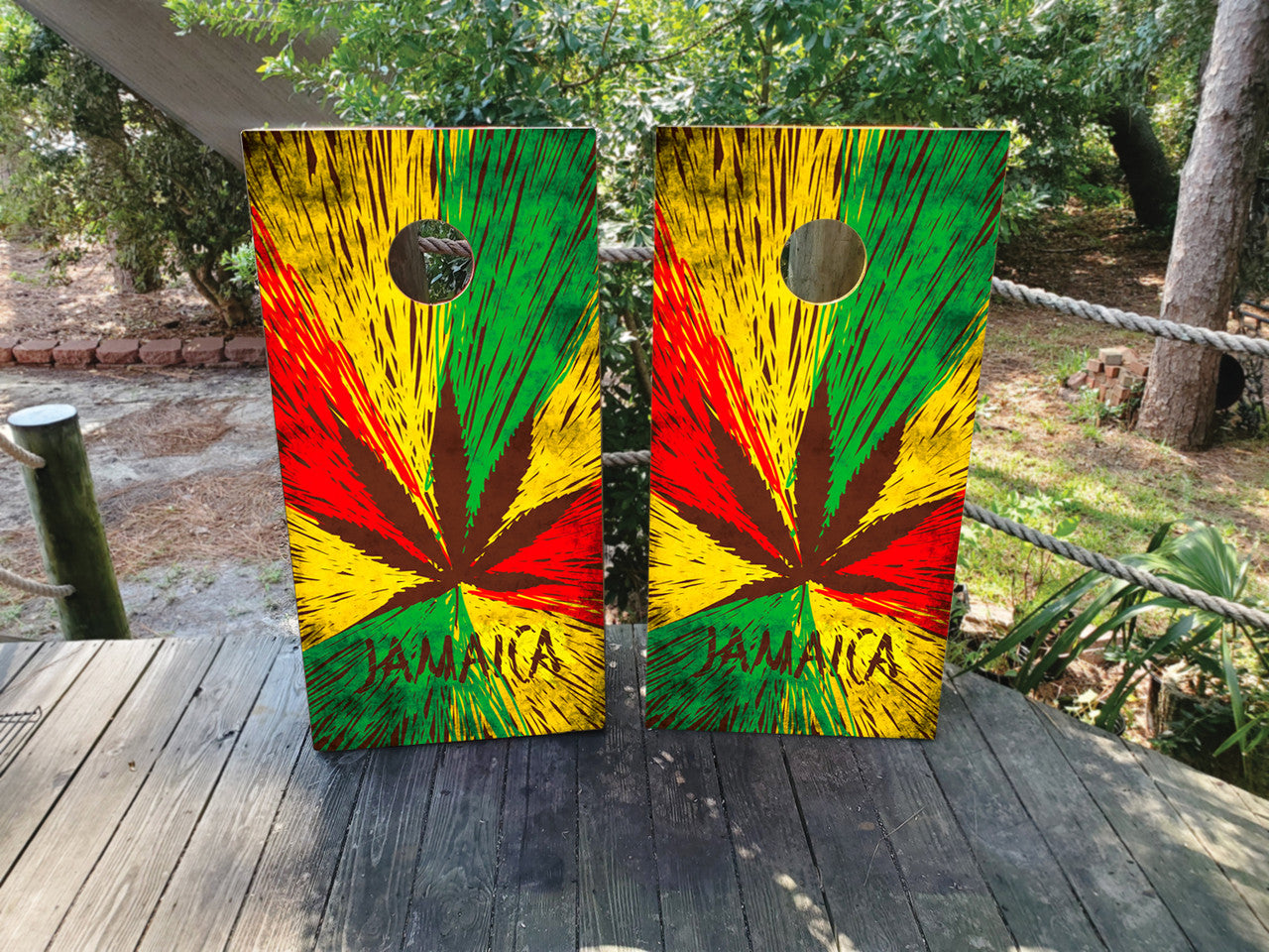 JAMACIA POT LEAF CORNHOLE BOARDS / SET/ Set
