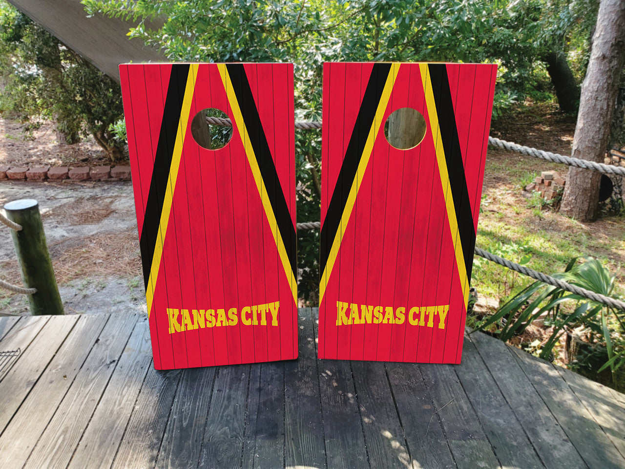 KANSAS CITY TEAM COLORS CORNHOLE BOARDS / SET- DESIGN 4 / Set