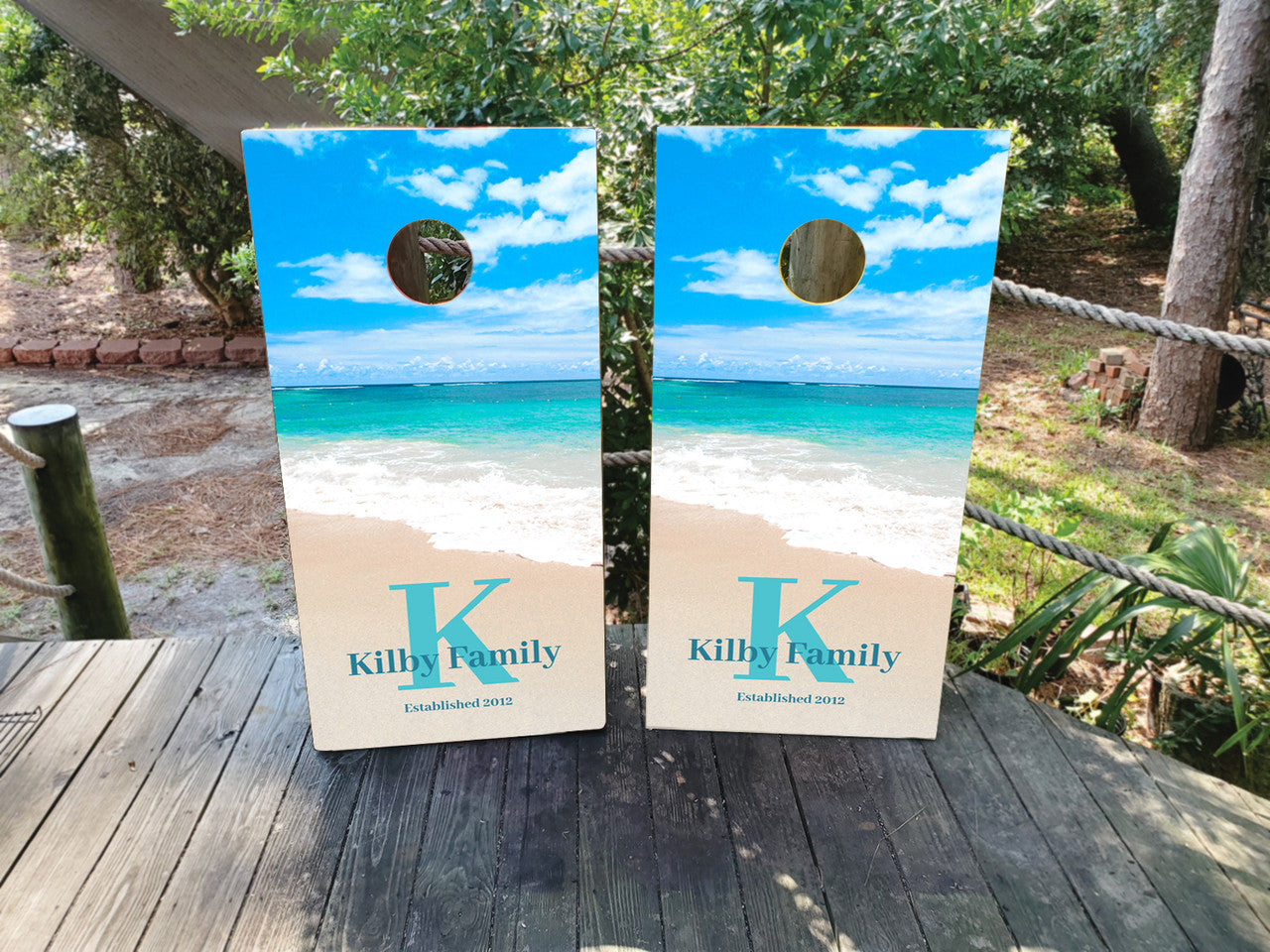 BEACH WEDDING CORNHOLE BOARDS / SET- DESIGN 1 / Set