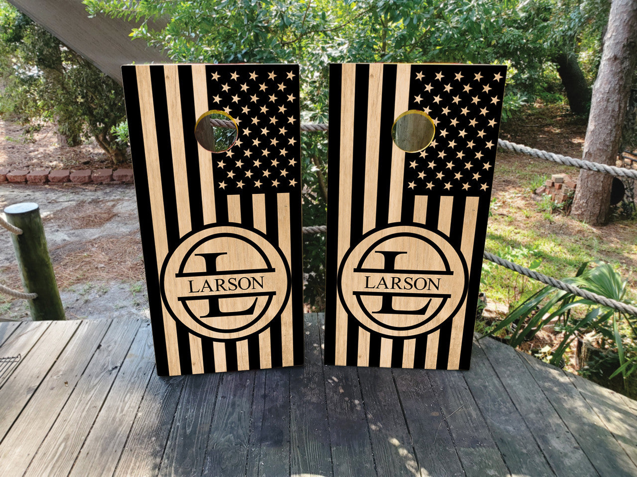 CUSTOM USA FLAG CORNHOLE BOARDS / SET- DESIGN 2 / Set
