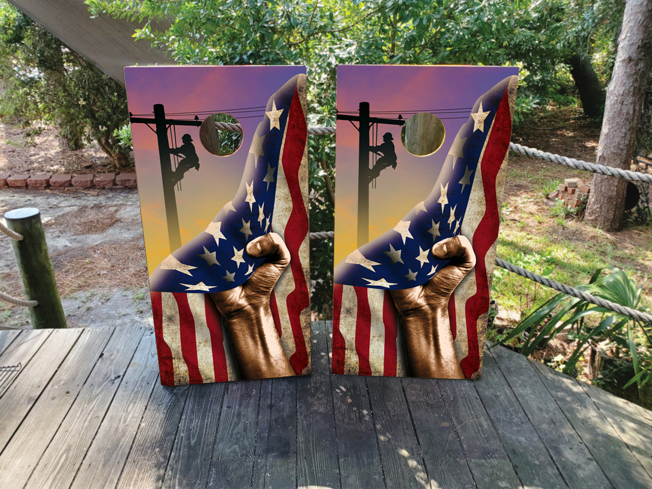 LINEMAN CORNHOLE BOARDS / SET- DESIGN 1 / Set