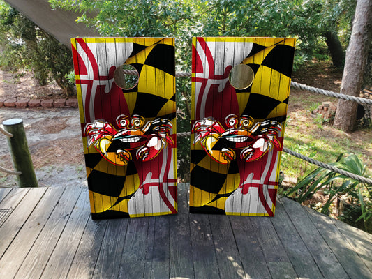 BALTIMORE FLAG  CRAB CORNHOLE BOARDS / SET/ Set