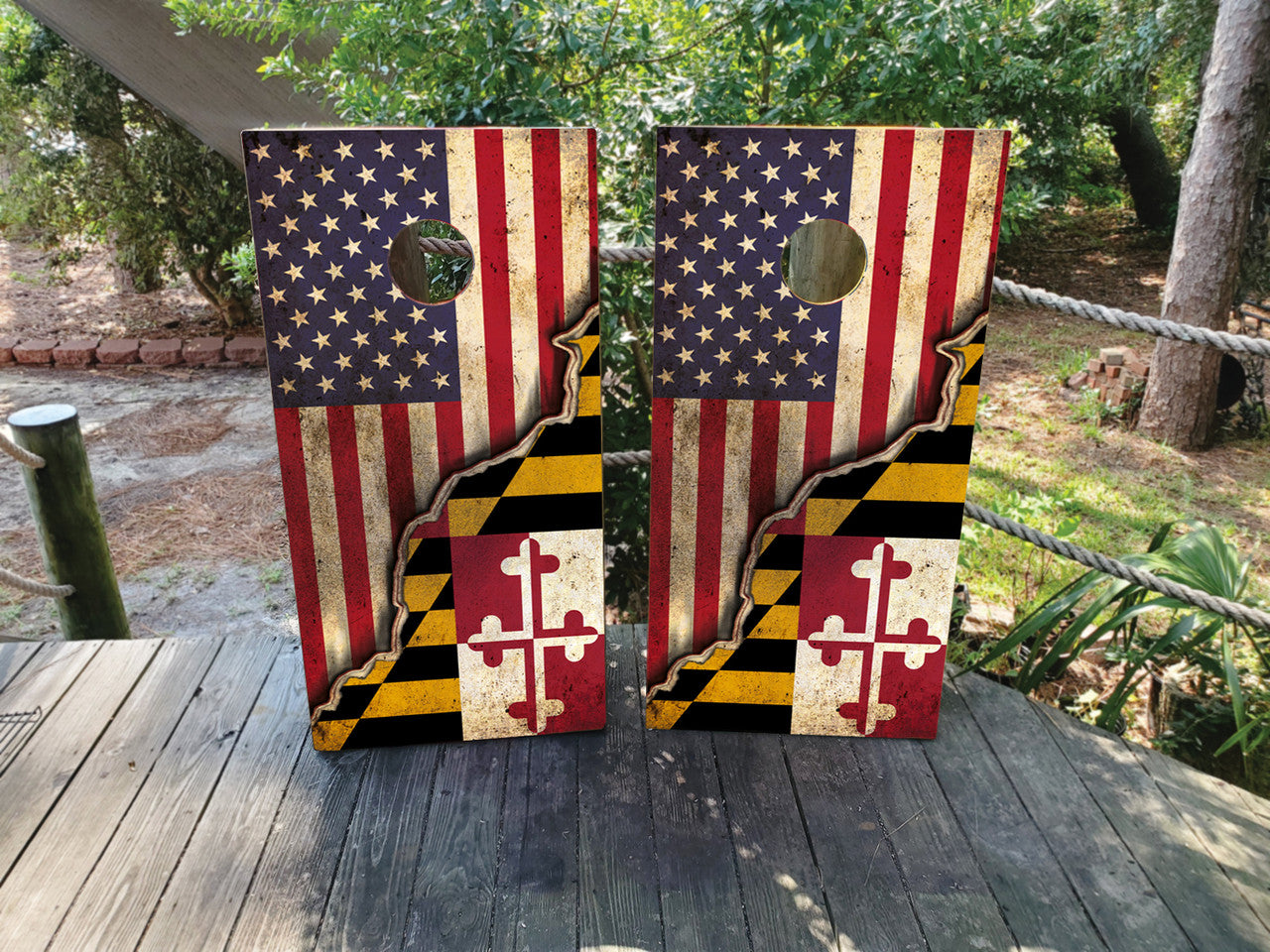 MARYLAND & USA FLAG CORNHOLE BOARDS / SET/ Set