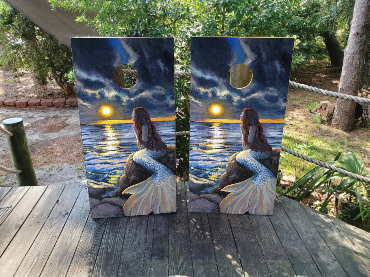 MYSTICAL MERMAID CORNHOLE BOARDS / SET/ STICKERS / DECALS / Set