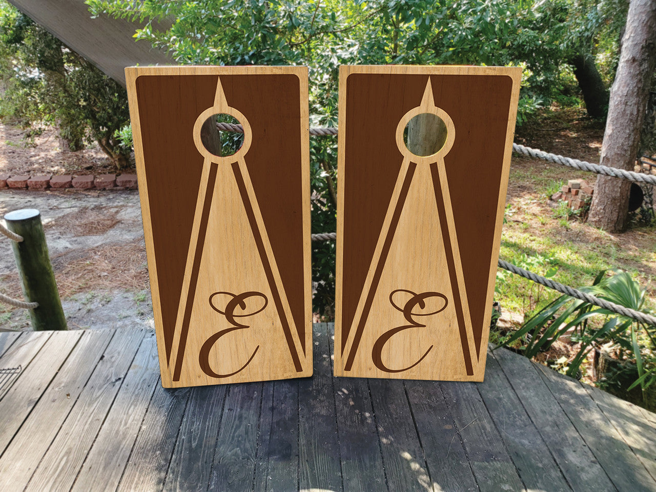 CUSTOM MONOGRAM WOOD GRAIN WEDDING CORNHOLE BOARDS / SET/ Set