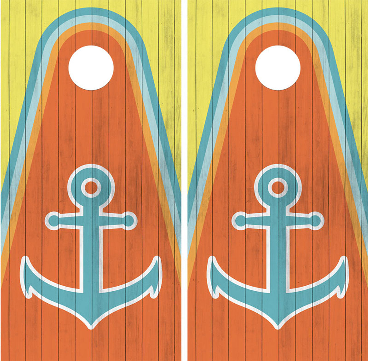BEACHY, NAUTICAL ANCHOR CORNHOLE BOARDS - DESIGN 1 / Set