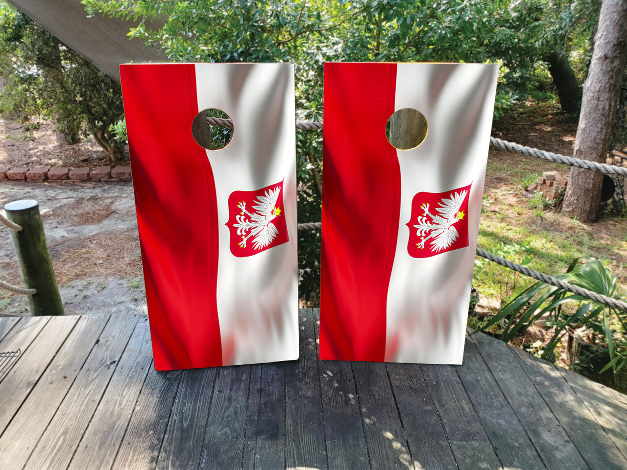 WAVING POLISH FLAG CORNHOLE BOARDS / SET/ Set