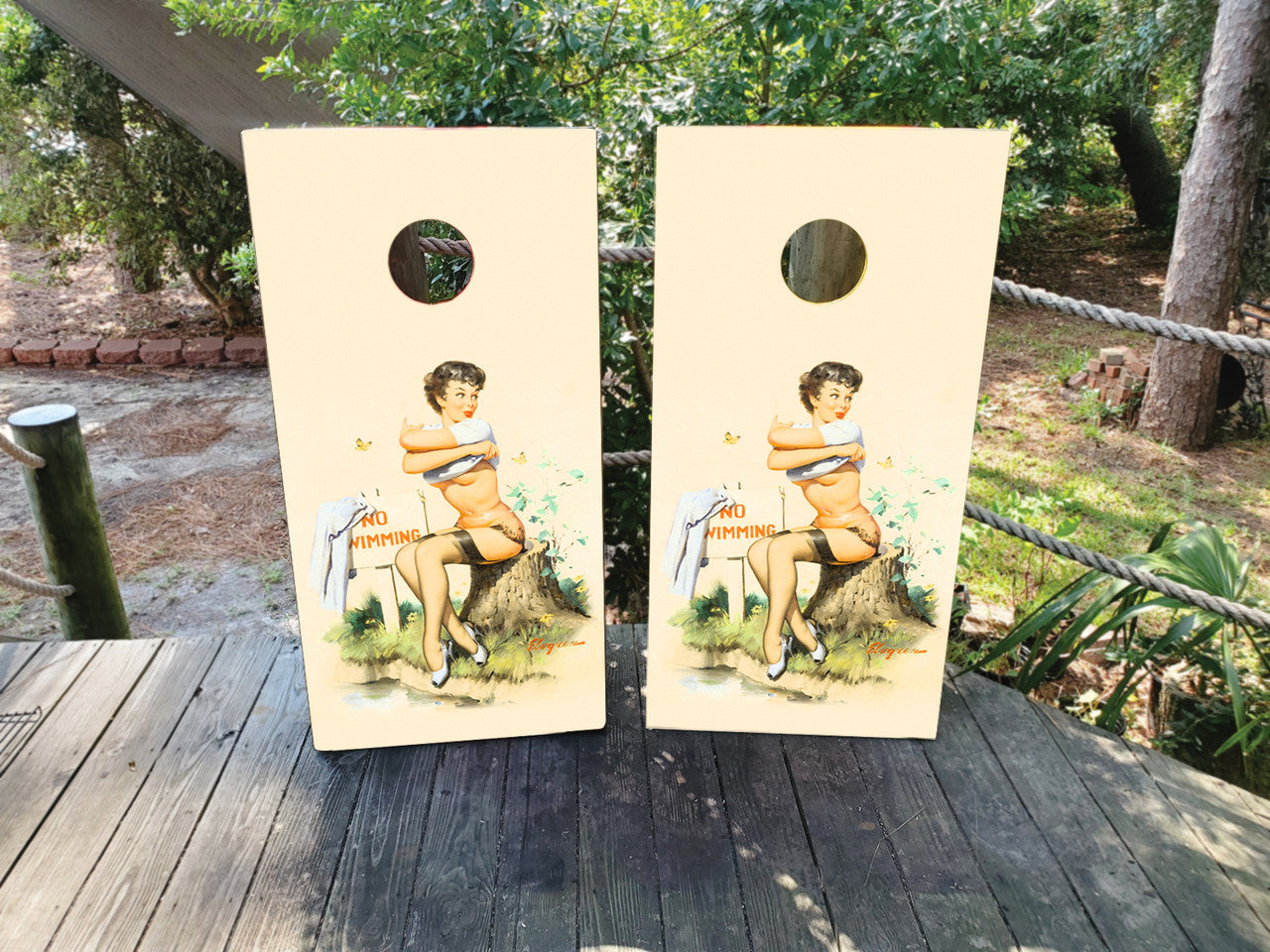 PIN UP GIRL CORNHOLE BOARDS / SET/ STICKERS / DECALS - DESIGN 2 / Set