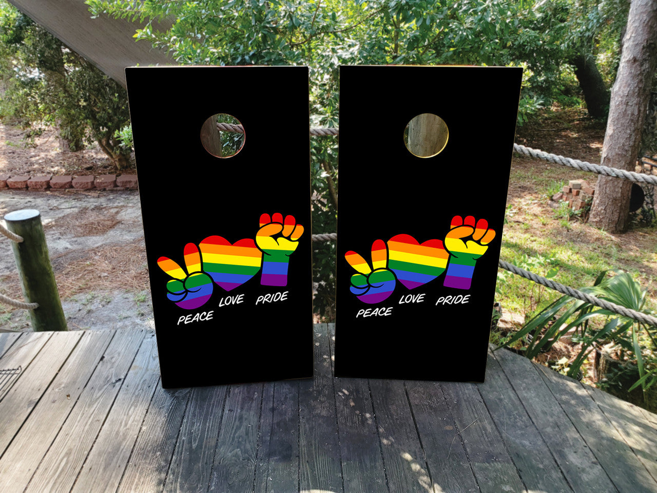 PEACE, LOVE, PRIDE CORNHOLE BOARDS / SET/ Set