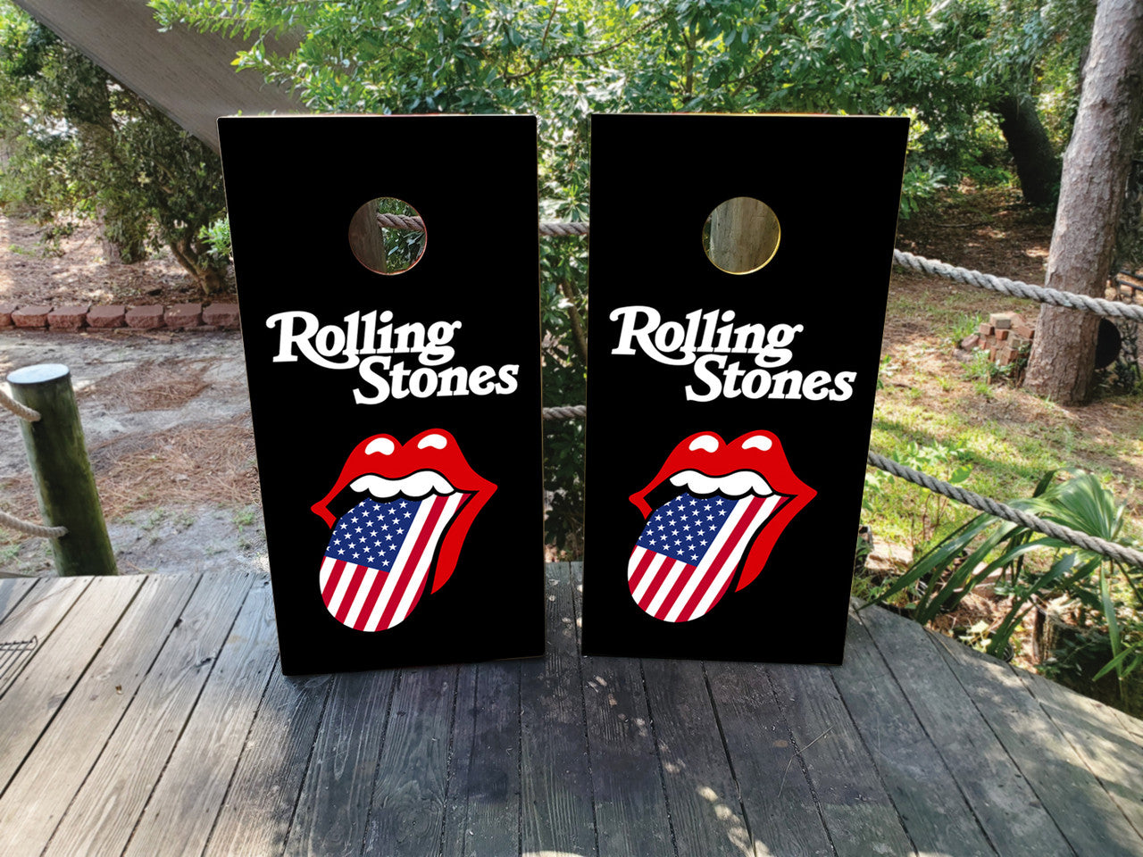 ROLLING STONES CORNHOLE BOARDS / SET- BLACK / Set