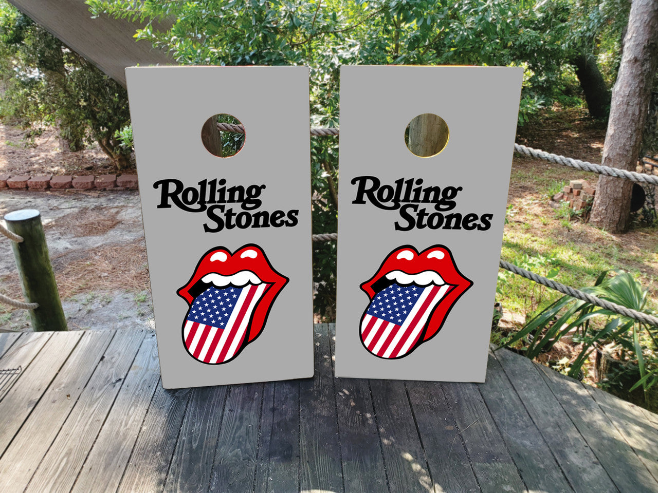 ROLLING STONES CORNHOLE BOARDS / SET- GRAY / Set