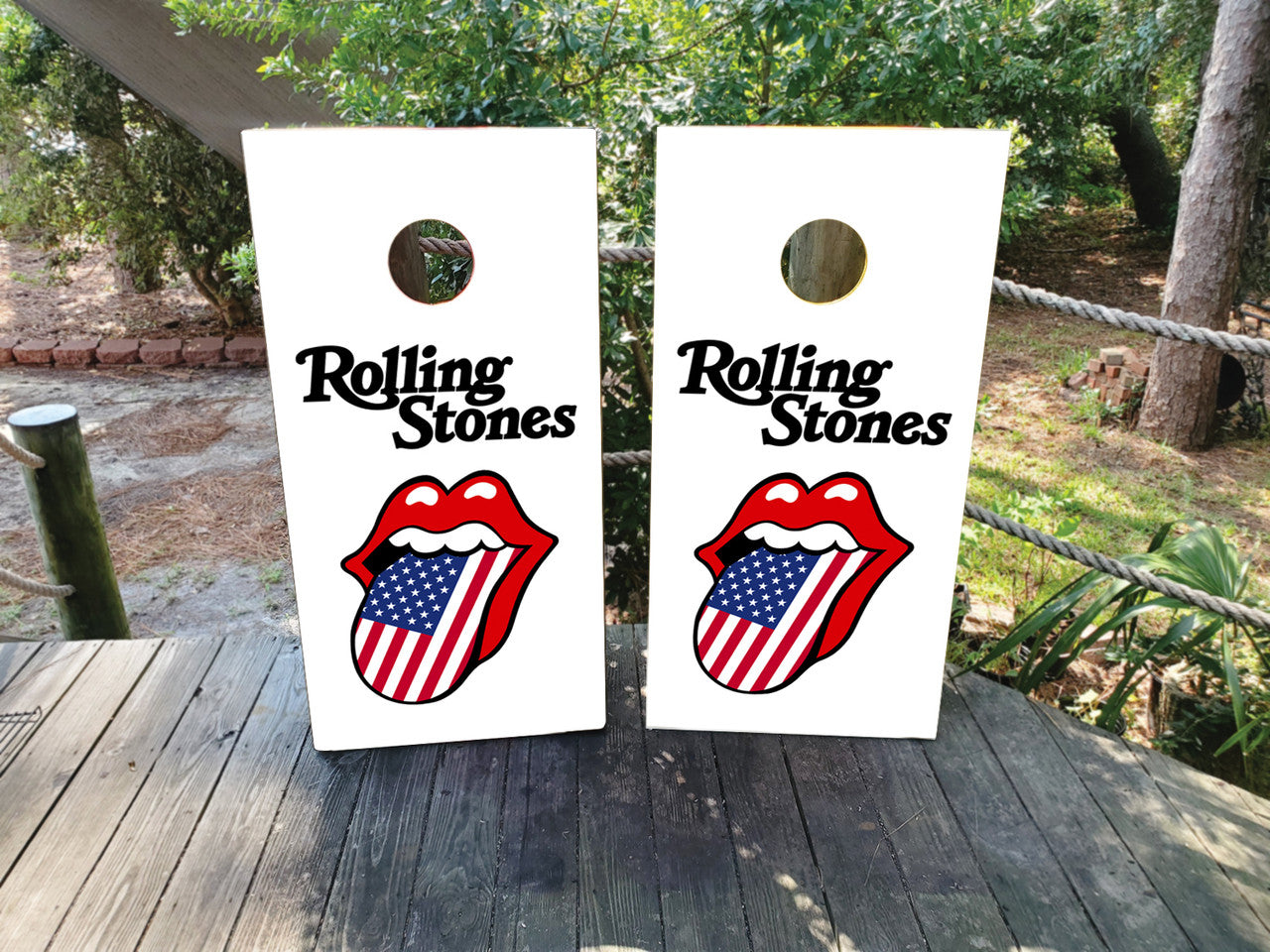 ROLLING STONES CORNHOLE BOARDS / SET- WHITE / Set