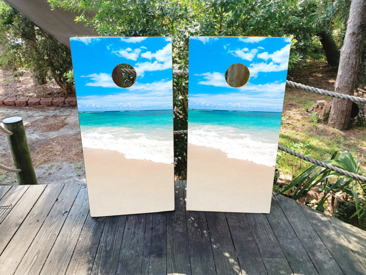 SCENIC BEACH CORNHOLE BOARDS / SET/ Set