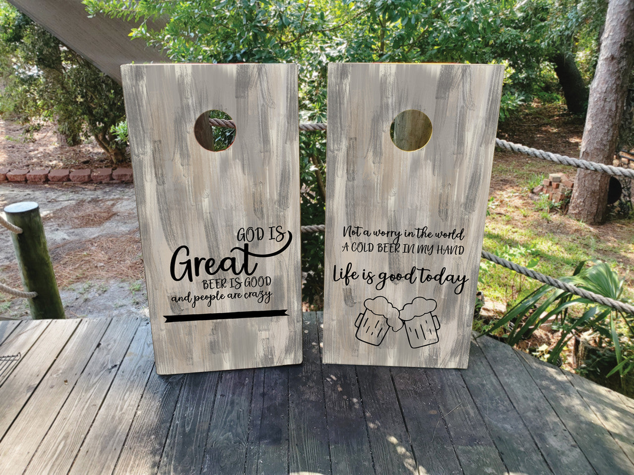 CUSTOM GRAY PAINTBRUSH CORNHOLE BOARDS / SET/ Set