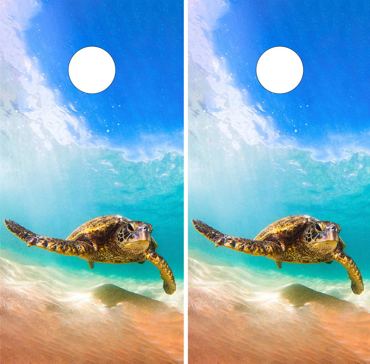 SURFING TURTLE CORNHOLE BOARDS / SET/ STICKERS / DECALS / Set