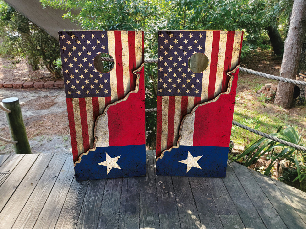 USA & TEXAS FLAG COMBO CORNHOLE BOARDS / SET/ Set