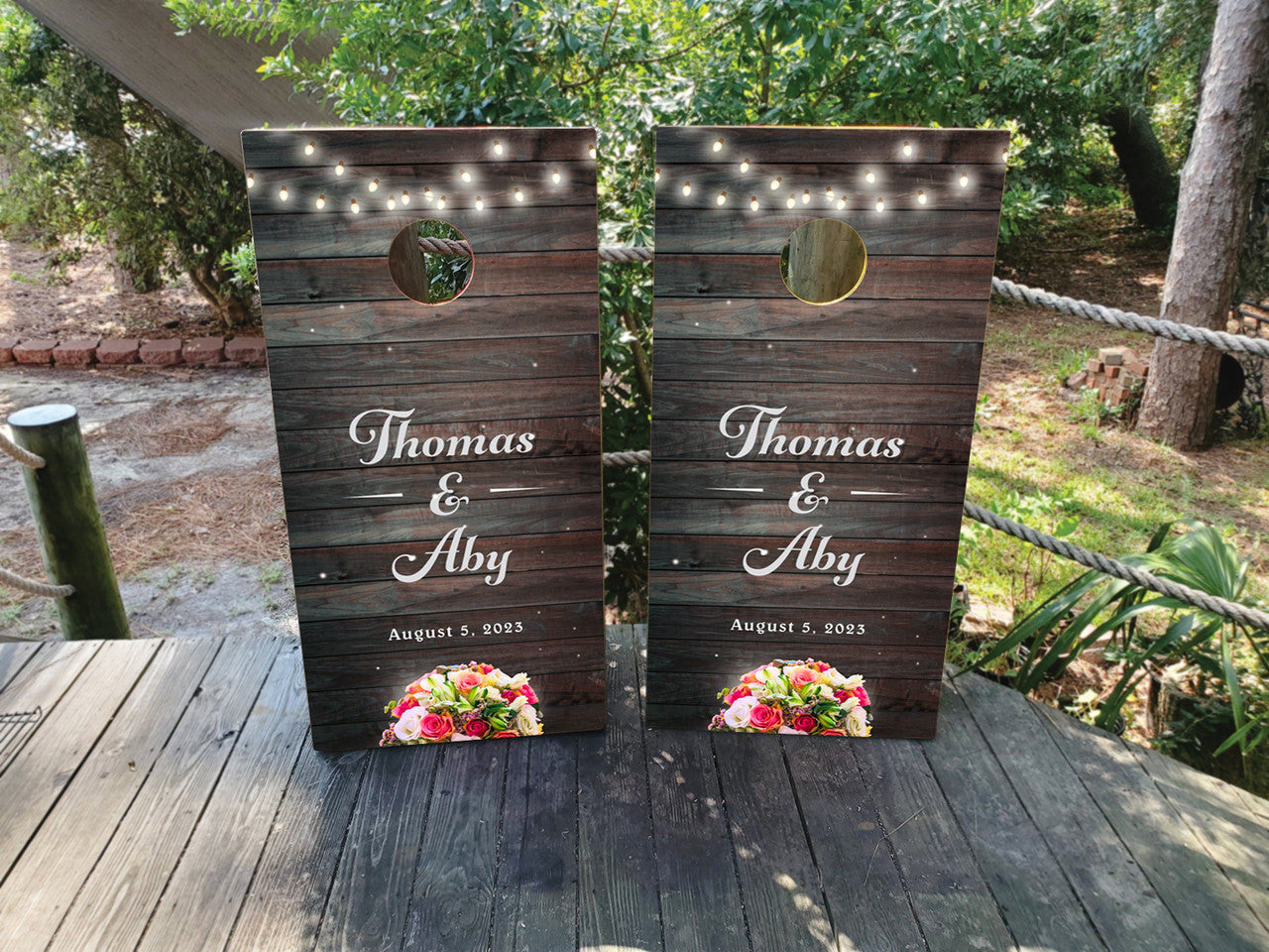 CUSTOM WEDDING THEMED CORNHOLE BOARDS / SET - DESIGN 14 / Set