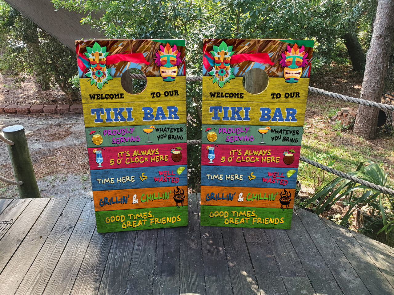 TIKI BAR SIGN CORNHOLE BOARDS CORNHOLE BOARDS / SET/ Set