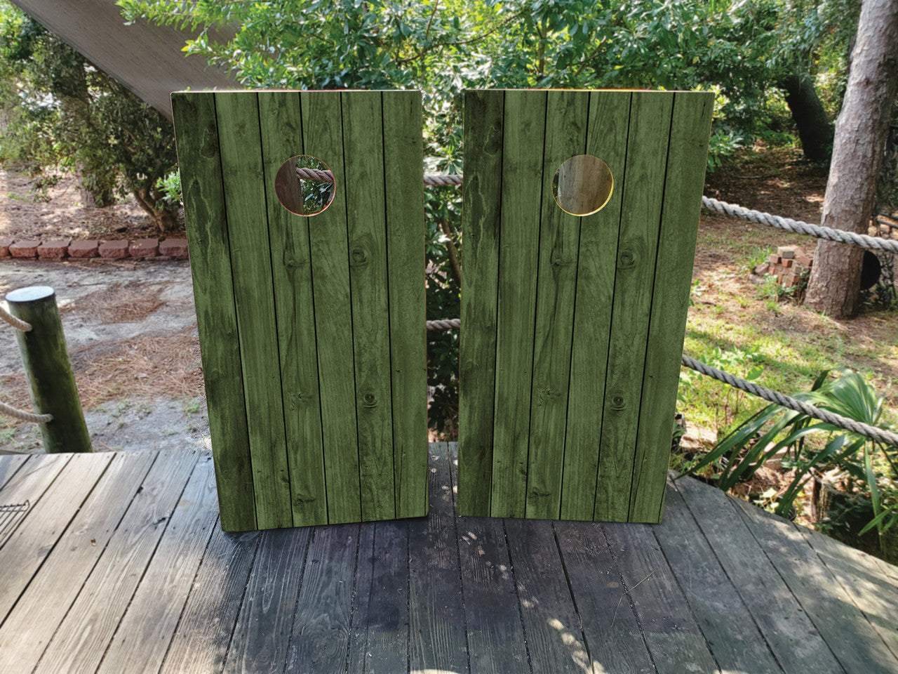 GREEN / MILITARY WOOD GRAIN / CORNHOLE BOARDS / CORNHOLE SET/ Set