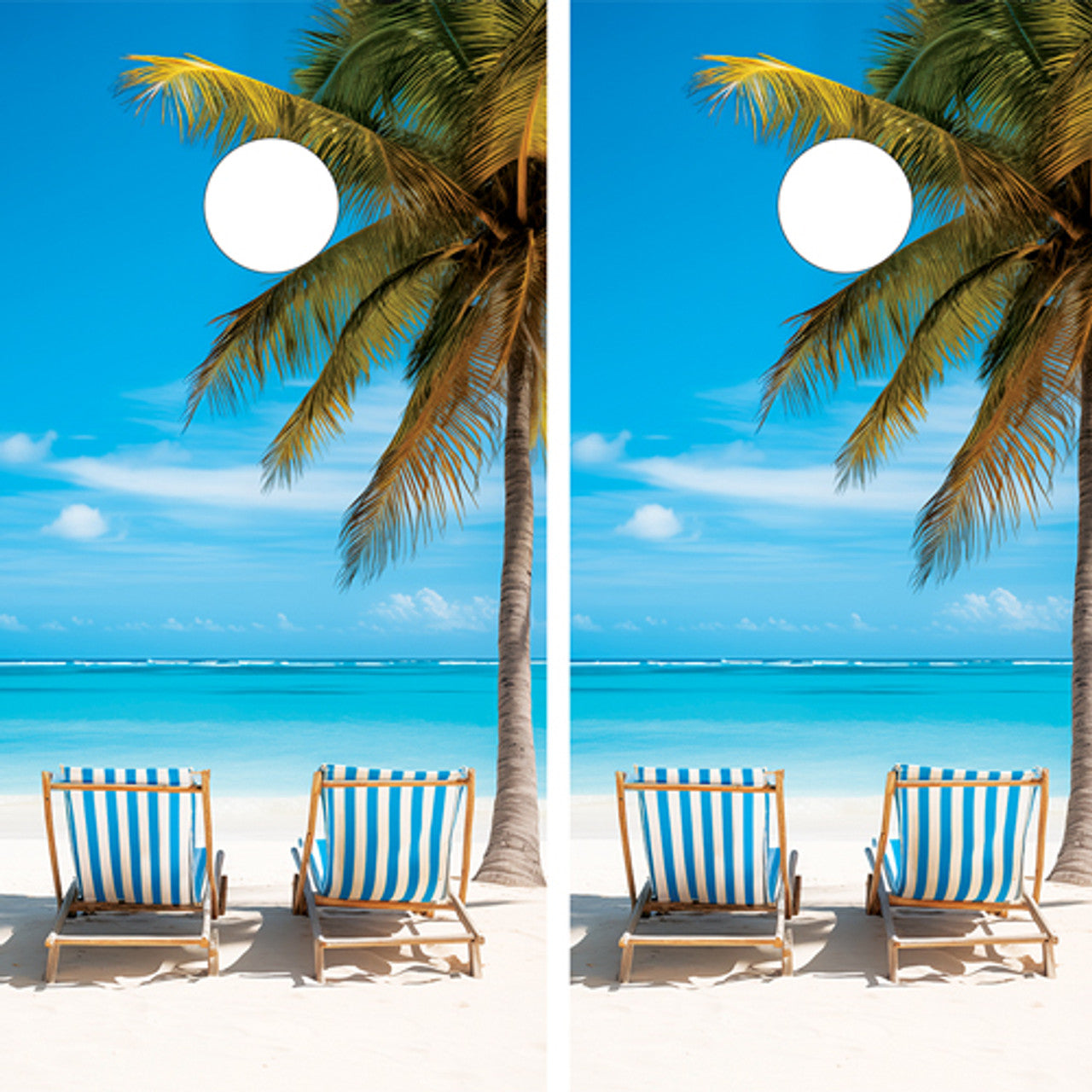 BEACH CHAIRS CORNHOLE BOARD BOARDS / SKIN - DESIGN 13 / Set